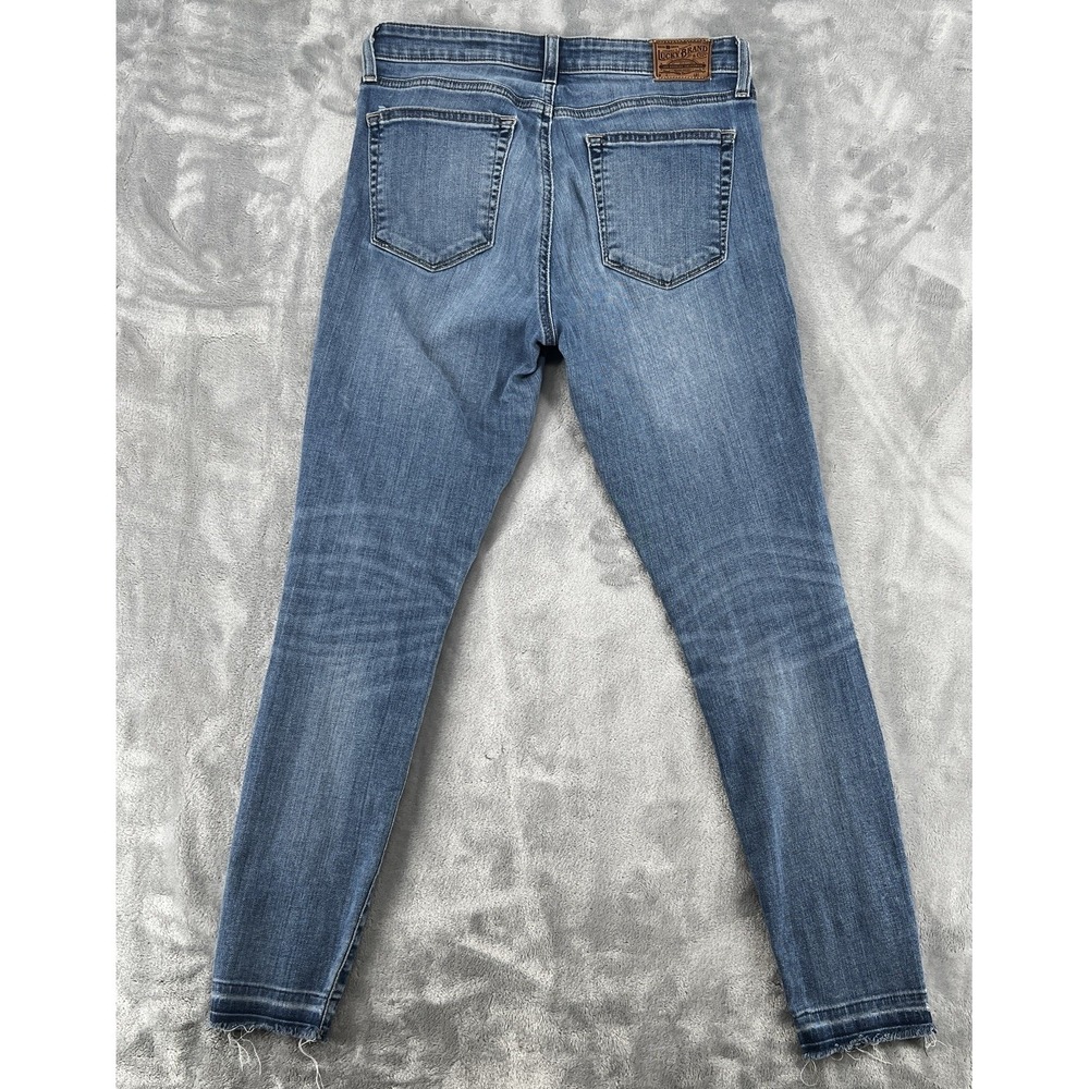 Lucky Brand Ava Skinny Jeans Women 28 Blue Mid Rise Stretch Raw Hem Denim - Picture 2 of 10